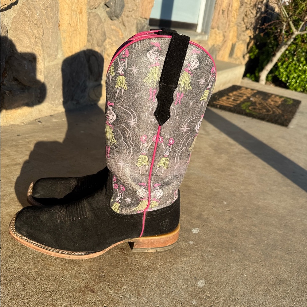 Ariat Black and Pink Hula Girl Heeled Boots